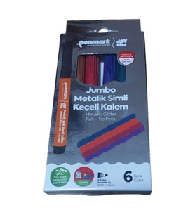 Penmark Hs-707-06 Süper Yıkanabilir Simli Jumbo Keçeli Kalem 6Lı Set