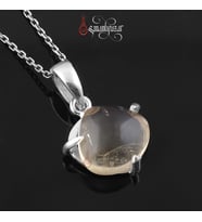 Sarı Topaz Dogal Taş Kolye 925 Ayar Gümüş