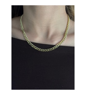 Cuban Link Zincir Kolye Gold Çelik Kadın  Minimal İnce Zincir Kolye (Altın)