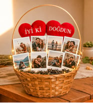 Kişiye Özel 8 Fotoğraflı İyi ki Doğdun Tasarımlı Fotoğraf Buketi