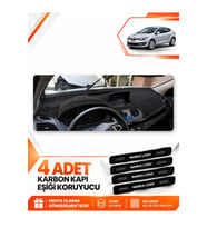 RENAULT MEGANE 3 BÜYÜK EKRAN (2008-2015) Uyumlu Ön Torpido Koruma Kılıfı Halısı - Siyah