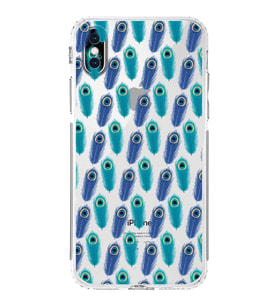 PrintiFy iPhone XS ile Uyumlu Nazar Boncuğu 4 Baskılı Kamera Korumalı Şeffaf Silikon Kılıf