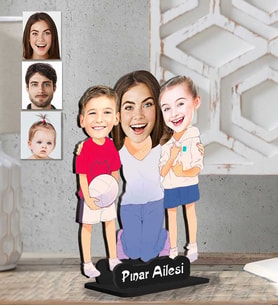 Kişiye Özel 2 Boyutlu Aile  Ahşap Biblo-8