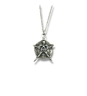 Pentagram İskelet Kolye 60 cm Zincir Erkek Kadın Trend Aksesuar (Gümüş)