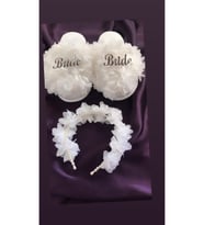 Hüner aksesuar Kadın Beyaz Bride Incili Taç Terlik Brideincili