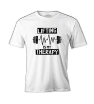 Bodybuilding Lifting Theraphy Beyaz Erkek Tshirt