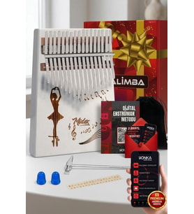 Midex KLX-540 Beyaz Renk Gerçek Ağaç Kalimba 17 Tuşlu Full Set