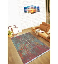Çok Renkli Vintage Dokuma Pamuk Taban Kaymaz Kilim KLM118