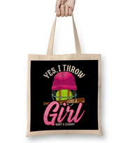 Funny Yes, I Throw Like a Girl Want a Lesson Bez Çanta Uzun Saplı