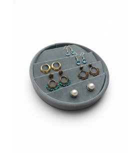 Silindir Model Süet Kumaş 20/20 cm Gri Küpe-Piercing Tablası