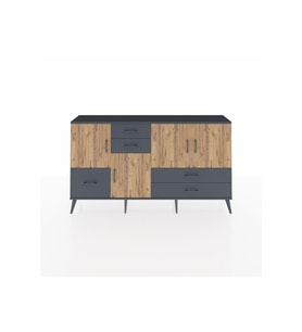 Arges Konsol 4 Raflı 5 Çekmeceli 4 Kapaklı 176x30x99 Antrasit-Çam/Antrasit