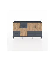 Arges Konsol 4 Raflı 5 Çekmeceli 4 Kapaklı 176x30x99 Antrasit-Çam/Antrasit