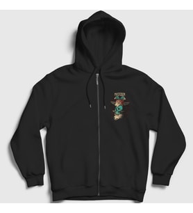 Presmono Unisex Siyah Totem Mastodon Fermuarlı Kapüşonlu Sweatshirt 163758tt