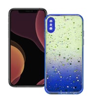 Apple iPhone X / XS Simli Şeffaf Sert Slikon Kılıf (Lacivert)