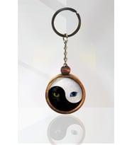 Yin Yang Kedi Ahşap Anahtarlık Tek Ebat N11.4772
