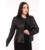 Hakiki Deri Siyah Porto Kadın Ceket