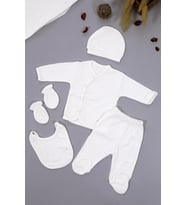 Kız Bebek Beyaz 5 Li Hastane Çıkışı Seti STL6650