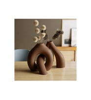 Alvera Interlocking Vazo – 3D Baskı Iç Içe Geçen Dekoratif Vazo-Kahverengi