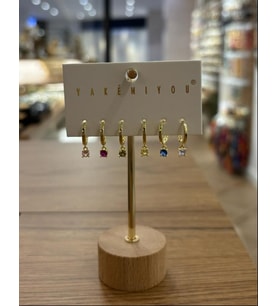 Yakemiyou Minimal Taşlı Altılı Küpe