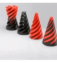 Spiral Geçmeli Koni Stres Çarkı - Masaüstü Dekoratif Obje Görsel İllüzyon - Fidget Stres Oyuncağı (Kırmızı-Siyah)