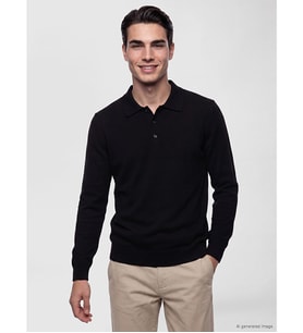 LC WAIKIKI Siyah Polo Yaka Erkek Triko Kazak