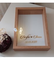 25X35 BAMBU LEDLİ DERİN ANI ÇERÇEVESİ- NİŞAN SÖZ GÜLLERİNİZ İÇİN ÇERÇEVELER