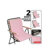 2’li Sırtlıklı Sandalye Minderi Bağcıklı Fermuarlı Yıkanabilir 40x40 Pembe