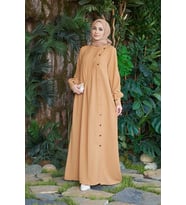 6508-Berlin Yandan Düğmeli Ferace Camel