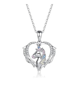 Monemel Swarovski Taşlı Kalp Unicorn Kolye (Altın Kaplama)
