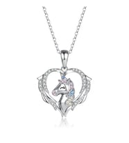 Monemel Swarovski Taşlı Kalp Unicorn Kolye (Altın Kaplama)