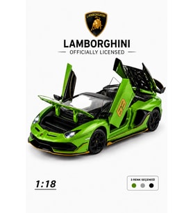 Lisanslı 1:18 Alaşım Lamborghini Aventador SVJ Koleksiyonluk Die-Cast Metal Araba Yeşil