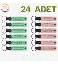 Yeşil & Yavru Ağzı, Kına Gecesi Misafirlerine Anlamlı Anı, 24’lü Set, Özel Yazılı Anahtarlık