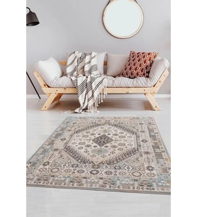 Safir Modern Salon ve Oturma Odası Halısı - Krem