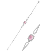 Söğütlü Silver Gümüş rodyumlu pırlanta modeli pembe  zirkon taşlı  baget  bileklik