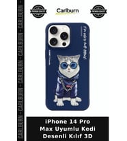 iPhone 14 Pro Max Uyumlu Kedi Desenli Kılıf 3D Farklı Aksesuar Karakter