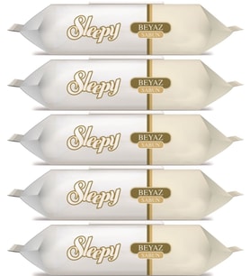 Sleepy Islak Havlu Mendil 90 Yaprak (5 Li Set) Beyaz Sabun Kokulu Plastik Kapaklı (450 Yaprak)