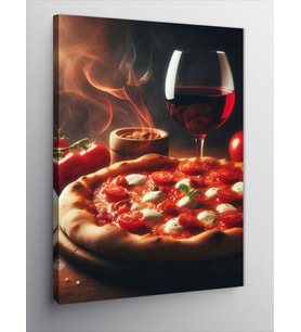 Kanvas Tablo Şarap Ve Pizza
