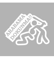 Arabama Dokunma Araba Sticker Siyah 19x13 CM (Beyaz)