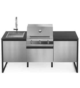 Steel Latemar T20 Siyah Outdoor Barbekü Mutfak Ünitesi