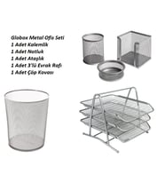 Globox 5'li Metal Ofis Seti (Gümüş)