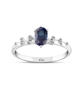 0.90 Karat Laboratuvar Pırlanta Safir Yüzük - HRD Sertifikalı