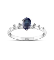 0.90 Karat Laboratuvar Pırlanta Safir Yüzük - HRD Sertifikalı
