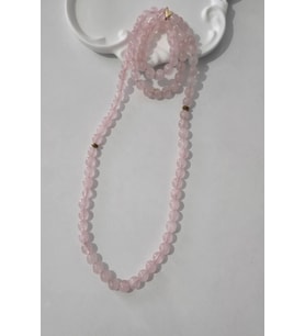 SERTİFİKALI 99 LU 8 MM PEMBE KUVARS DOĞALTAŞ KOLYE, BİLEKLİK, TESPİH