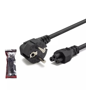 Hadron HDX5524 1.2 Metre Yonca Power Kablosu 0.75mm - Laptop Adaptör Uyumlu (Siyah)