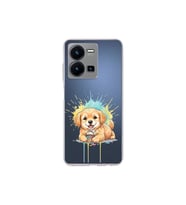 Vivo Y22s ile Uyumlu Splash Köpek Tasarımlı Şeffaf Silikon Kılıf