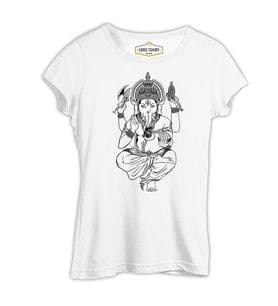 Yoga - Ganeşa Beyaz Kadın Tshirt