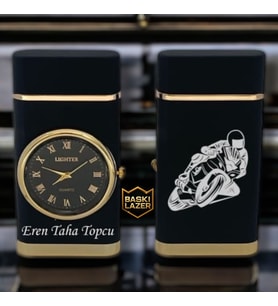 İsme Özel  Motor Logolu Saatli Çakmak Rüzgarda Sönmeyen Turbo Jet Özellikli - Kutulu Ve Hediye Paketinde