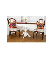 Belize Baskılı Kumaş Kırmızıya Siyah Runner Kırlent Seti 3 Parça 135X100 Cm 1373