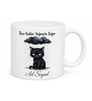 Şanssız Bahtsız Bedevi Kara Kedi Esprili Bulutlu Yağmur Kupa Bardak Hediye