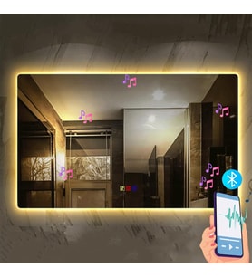 (h)80x120 cm Bluetoothlu Buğu Çözücülü Dokunmatik Işıklı Ledli Banyo Aynası